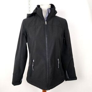 Free Country Fleece Lined Softshell Water Resistant Jacket Black Womens Small